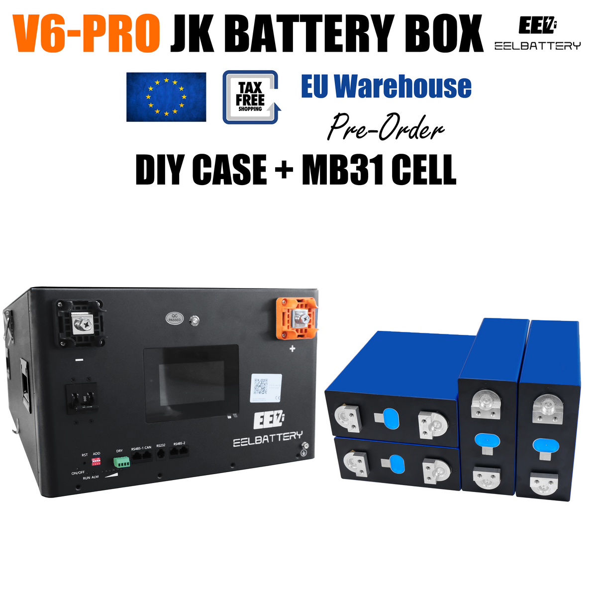 EU Stock-EEL 48V 16S V6-Pro JK Battery Stackable Box DIY Kits with 200A JK V19 BMS Energy Storage System Pre-sale Free Shipping & Free Tax & With Cells EEL BATTERY