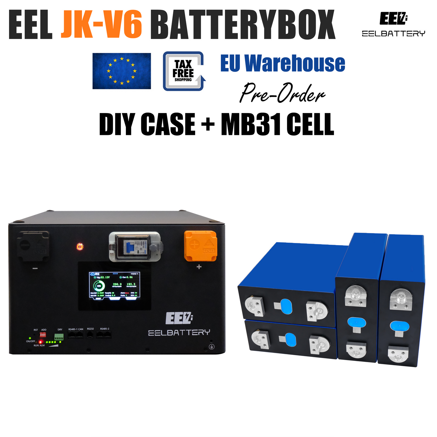 EEL 48V 16S V6-JK Battery Stackable Box DIY Kits with 200A JK V19 BMS Energy Storage System EU Stock Pre-sale EEL BATTERY