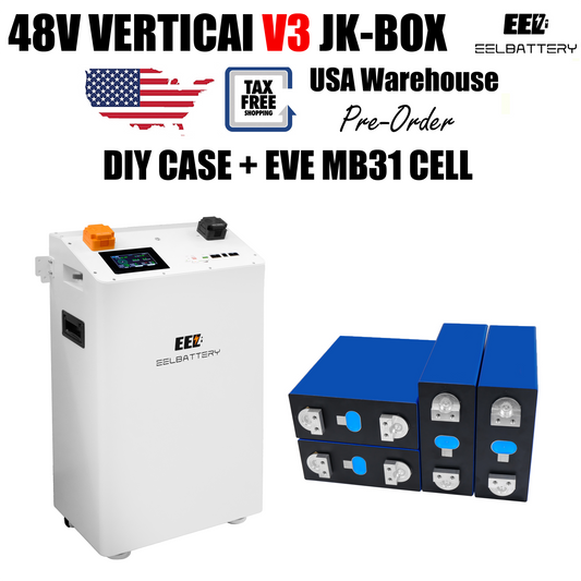 USA Stock-EEL 48V 16S DIY Vertical V19 JK Box DIY Battery Kits with JK Inverter BMS and Wheels Free Shipping& Free Tax& With Cells Pre-Sale