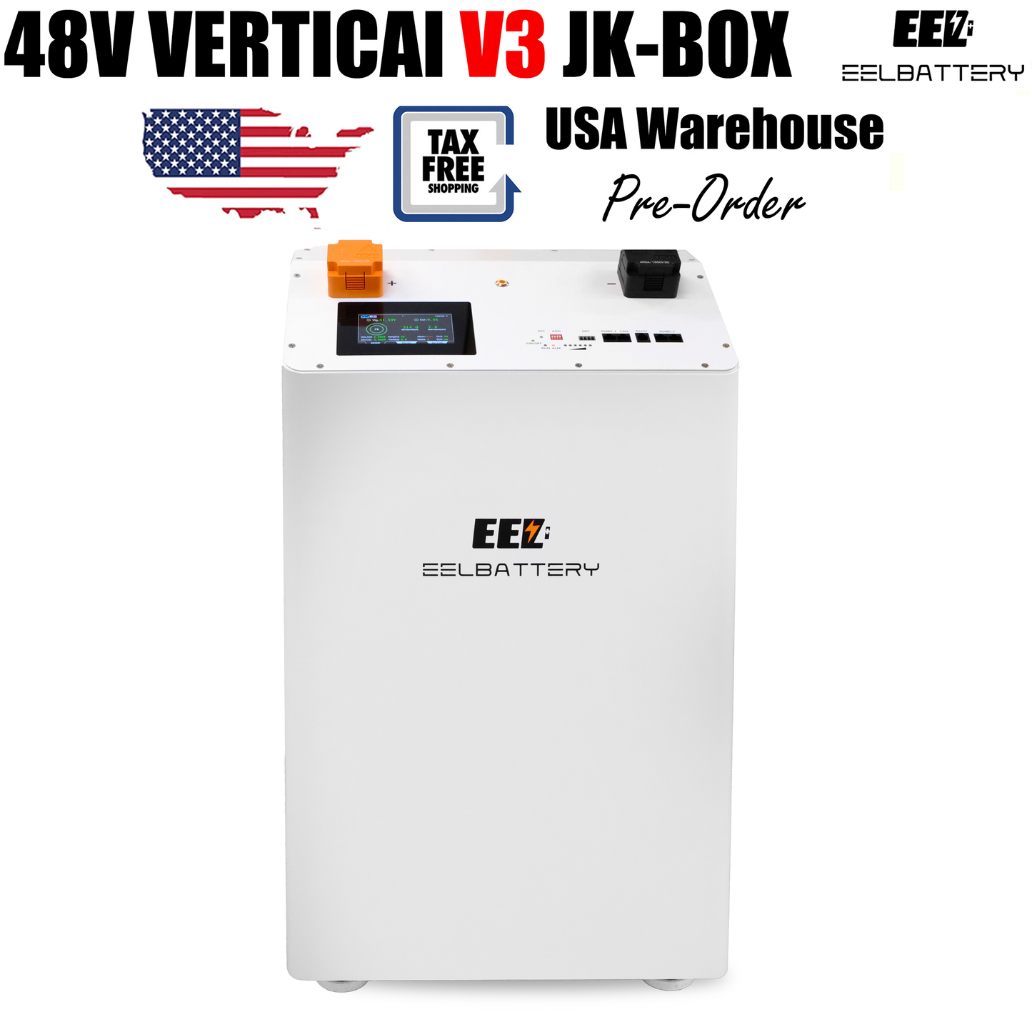 USA Stock-EEL 48V 16S DIY Vertical V19 JK Box DIY Battery Kits with JK Inverter BMS and Wheels Free Shipping& Free Tax& With Cells Pre-Sale