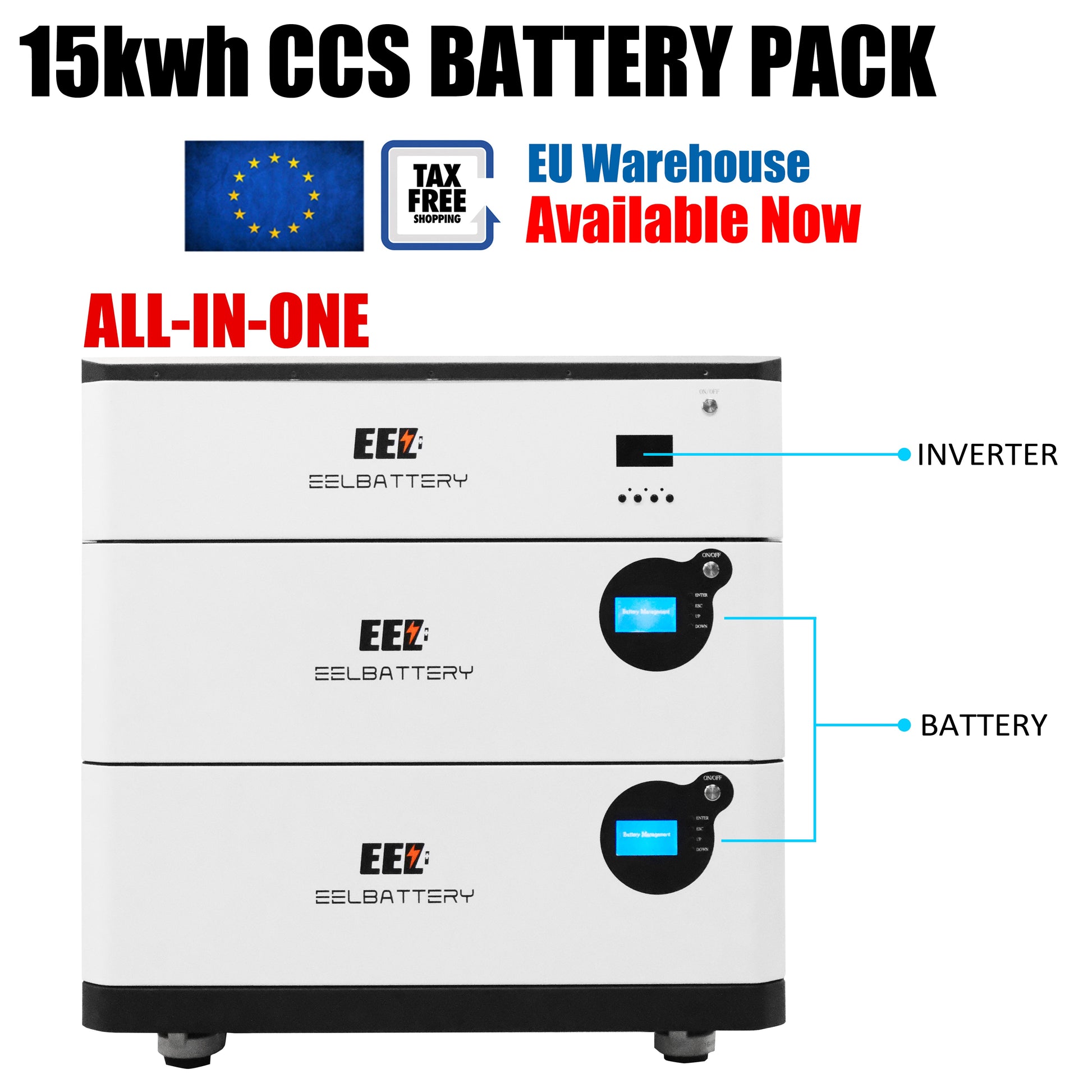 EEL 48V 15KWh CCS Module Battery Pack with 10Kw Inverter Home Energy Storage All-in-One EU Shipping EEL BATTERY