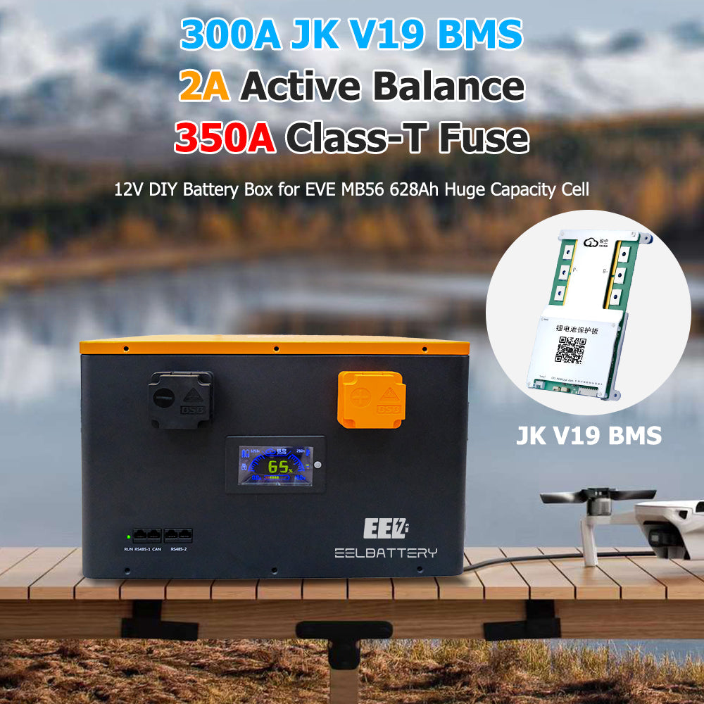 12V DIY Case MB56 LiFePO4 Battery Box with JK 200A Active Balance Smart BMS EU Shipping EEL BATTERY