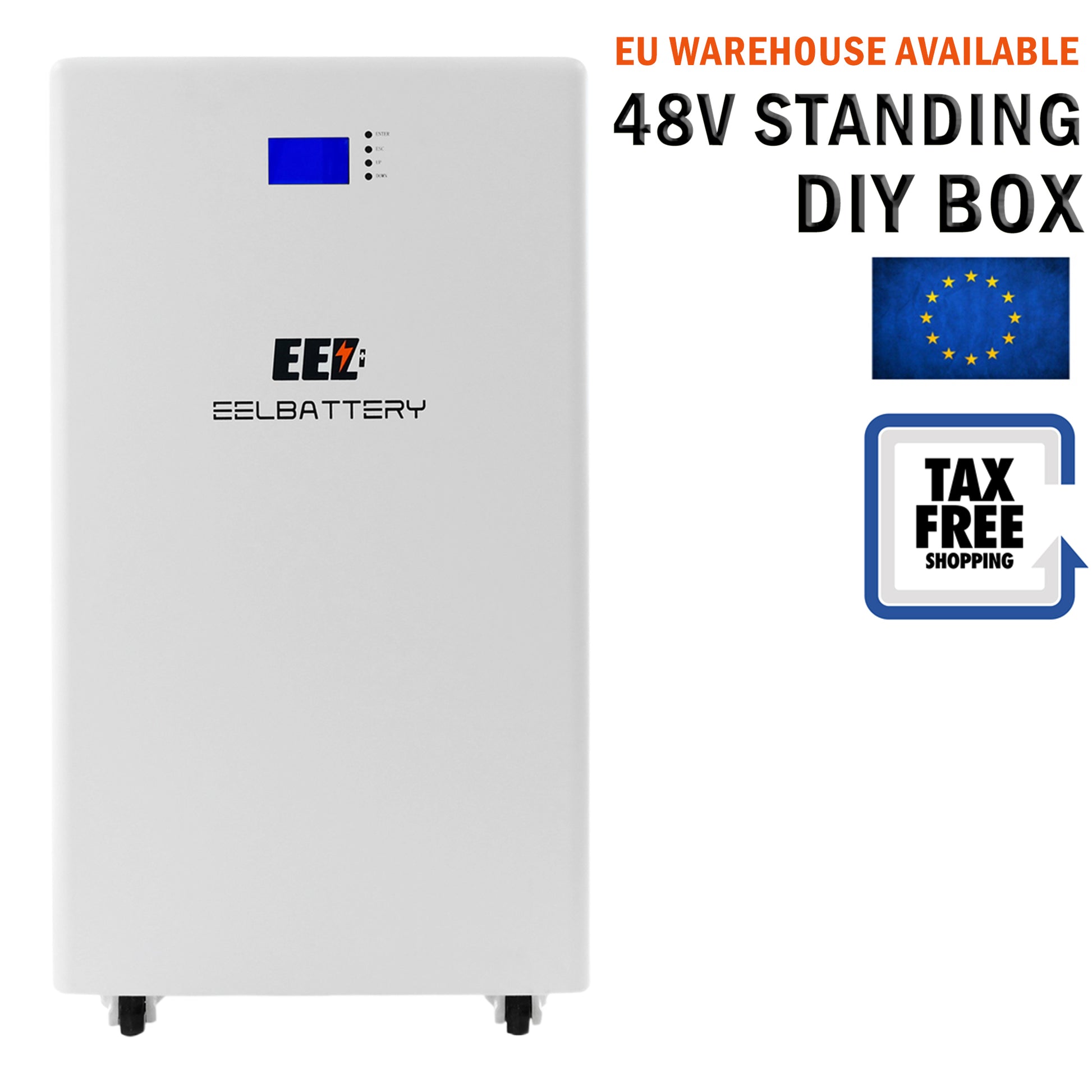 EU Stock EEL 48V 16S DIY Standing Battery White Box 51.2V Kits with Bluetooth BMS and Wheels - EEL BATTERY