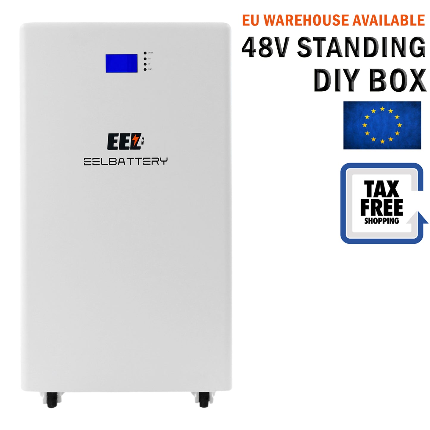 EU Stock EEL 48V 16S DIY Standbatterie White Box 51,2V Kits mit BMS und Rädern Vorverkauf