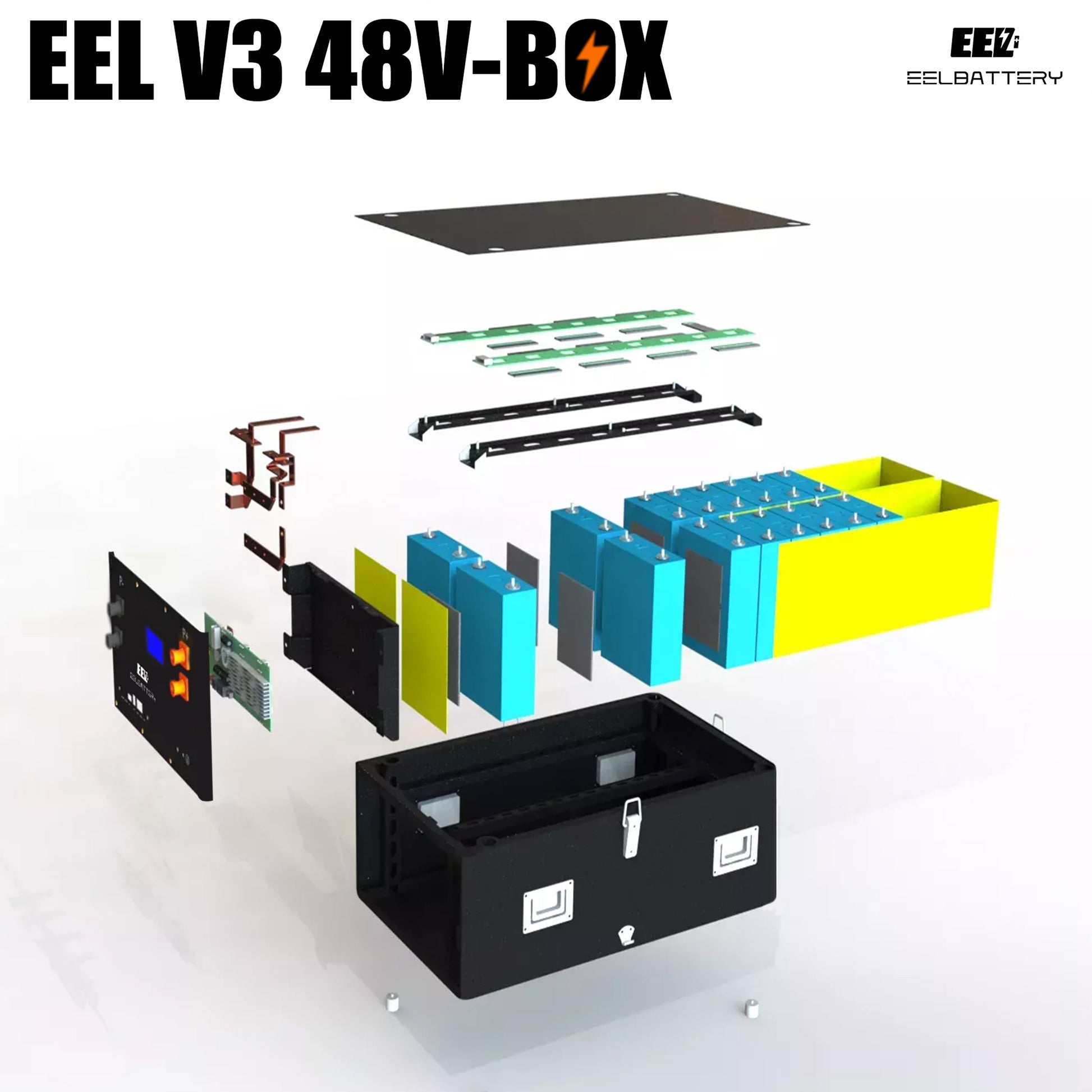 EEL 48V 16S V3 Server Rack Battery DIY 280 Box Kits with Bluetooth BMS Home Energy Storage Stackable Type - EEL BATTERY