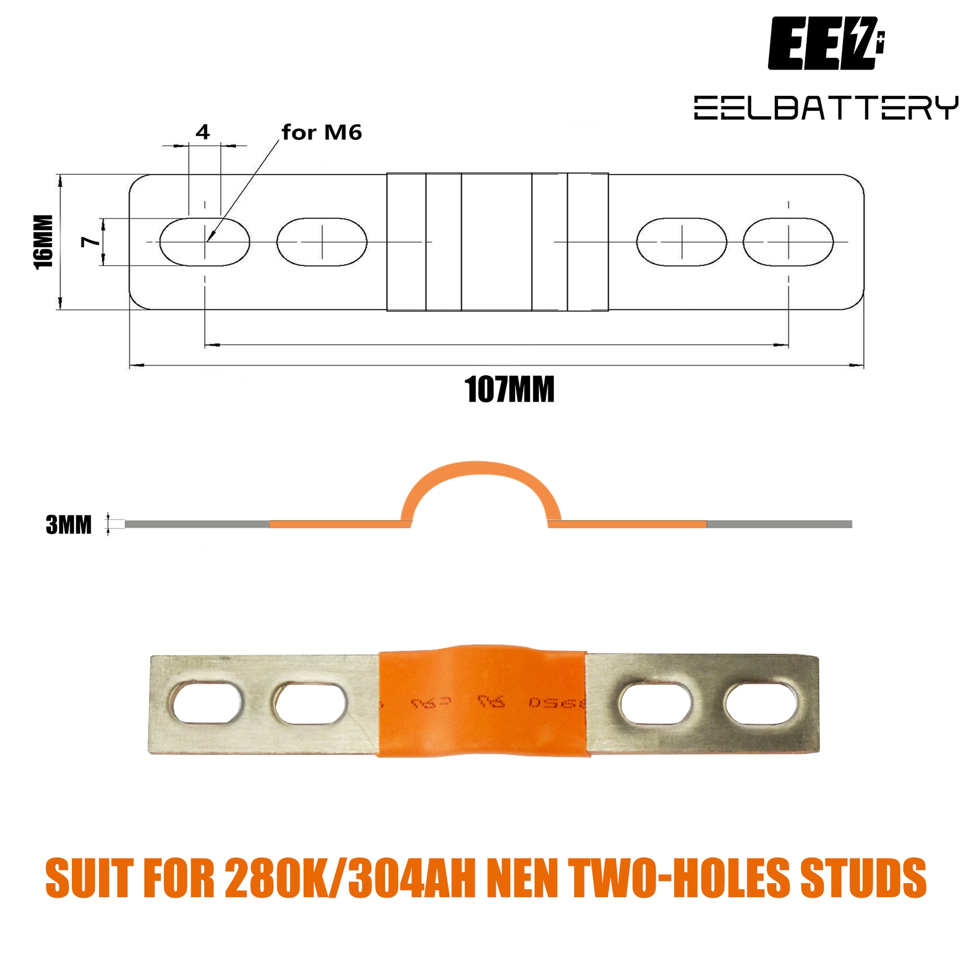 4PCS Flexible 4 holes for EVE Double-thread Studs Nickel-Plated Copper Bus Bar Terminal Connectors Accessories - EEL BATTERY