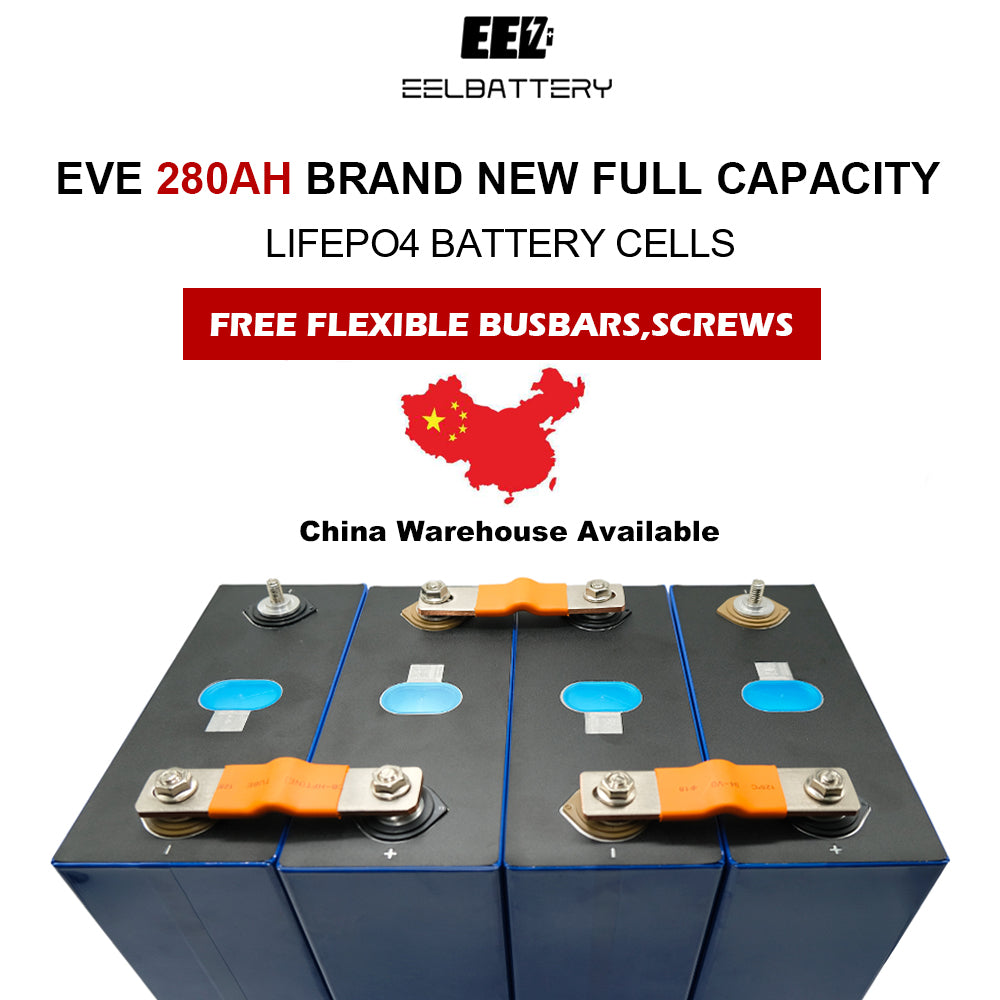 4 STÜCKE 3,2 V Klasse A EVE 280 Ah lf280 k LiFePO4 Batteriezellen für DIY Solar China Versand 