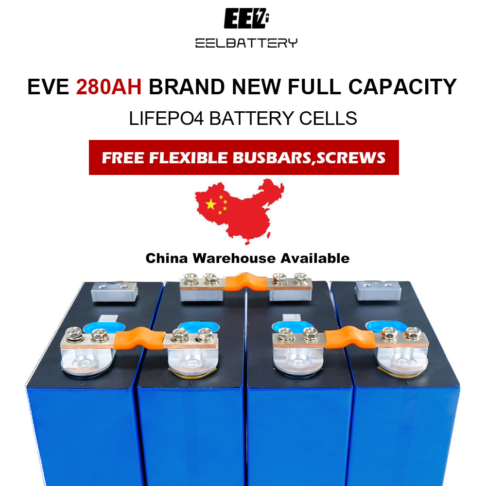 4PCS 3.2V EVE280k Original Grade A with New Studs LiFePO4 Battery Cells China Shipping EEL BATTERY