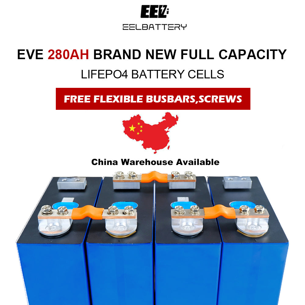 4PCS 3.2V EVE280k Original Grade A with New Studs LiFePO4 Battery Cells China Shipping