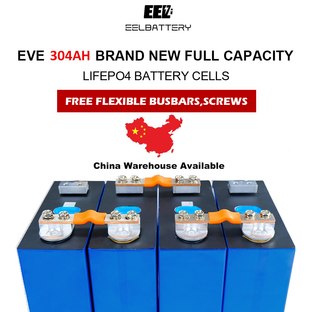 4PCS 3.2V Grade A EVE 304 V3 with Double-hole New Studs LiFePO4 Battery Cells China Shipping - EEL BATTERY