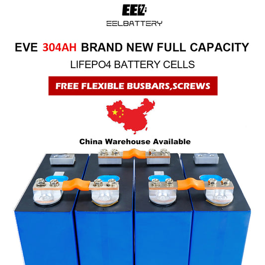 4PCS 3.2V 304Ah EVE304 with Double-thread Studs Grade A LiFePO4 Battery Cells Full Capacity China Shipping