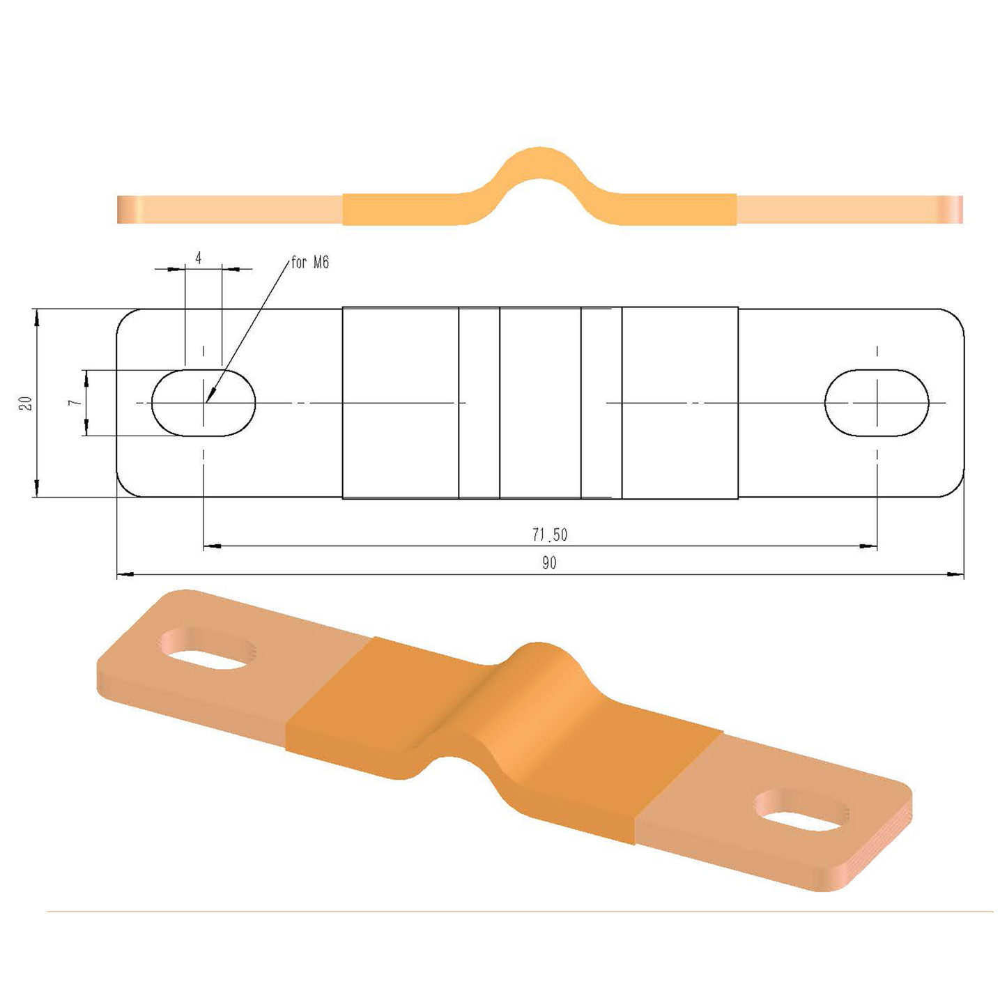 4 STÜCKE Zubehör für flexible, vernickelte Kupferschienenklemmen (kurz/lang) 